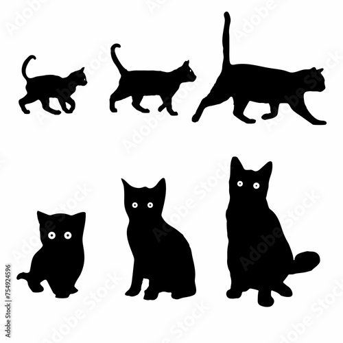 Creative pet cat silhouette template