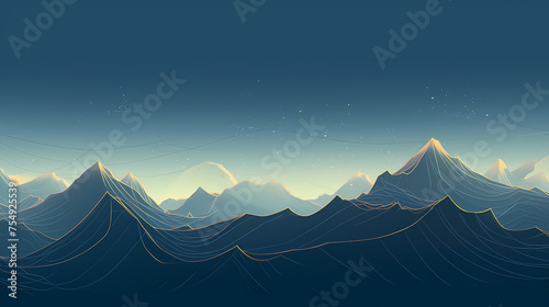 Japanese style mountain pattern illustration