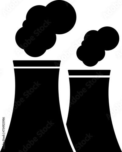 Factory pipe smoke icon in flat style. Vector.