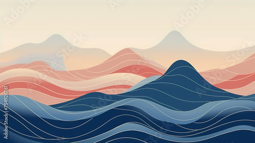 Japanese style mountain pattern illustration
