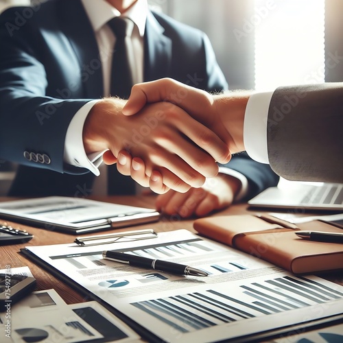 Wallpaper Mural close up of business people shaking hands, during meeting in a office Torontodigital.ca