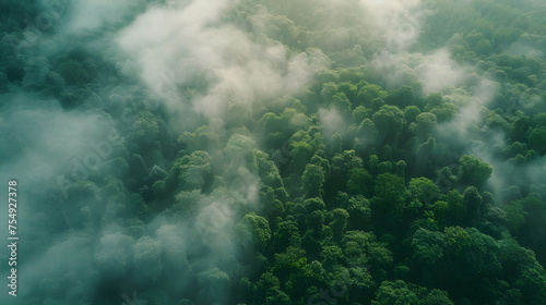 Foggy forest, autumn vibes, nature background, rain and clouds