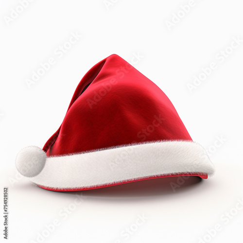 3d model of Santa Claus hat on a white background сreated with Generative Ai