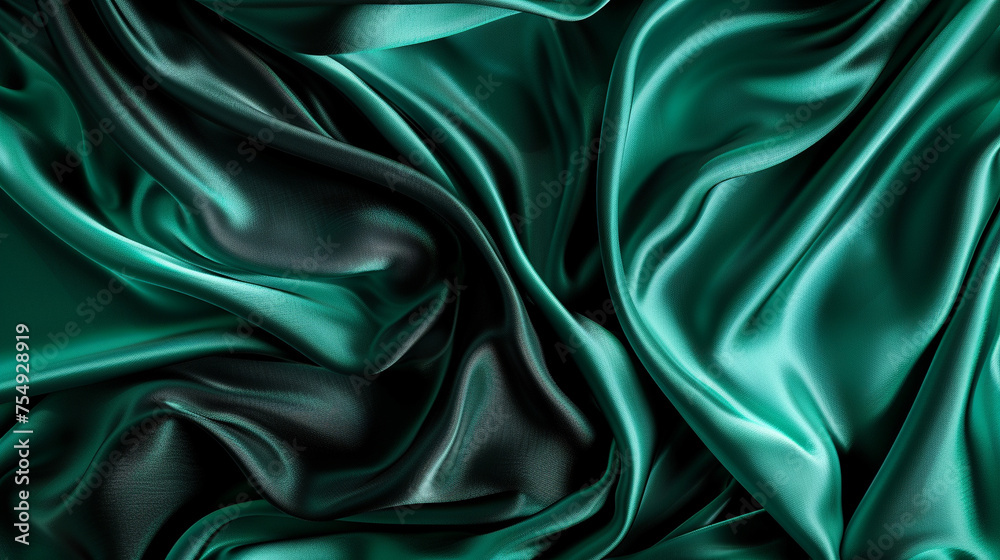 Black and Emerald silk background