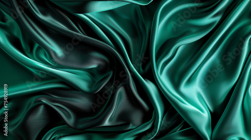 Black and Emerald silk background