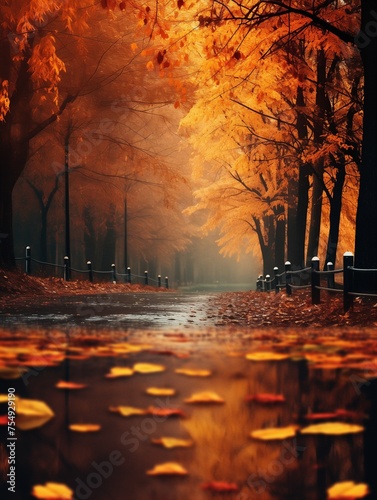 Autumn Background for Banner or Poster. Autumn Wallpaper. © dekzer_ai