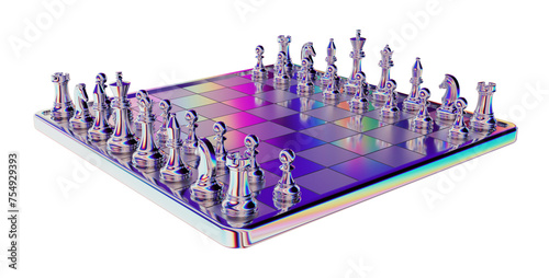 3d chessboard with chrome effect