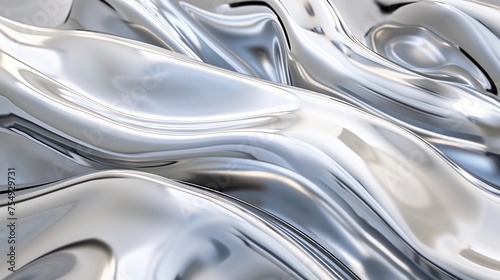 A closeup of an abstract, organic shape made from glossy glass material, with a soft white background that enhances the reflective and wavy textures of its surface. Generated by artificial intelligenc photo