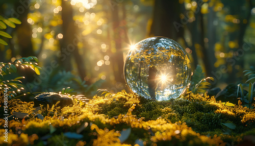 Sunlit Oracle: A Glittering Crystal Ball Amidst Nature's Embrace