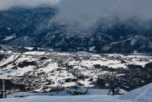 八方尾根スキー場と白馬村
