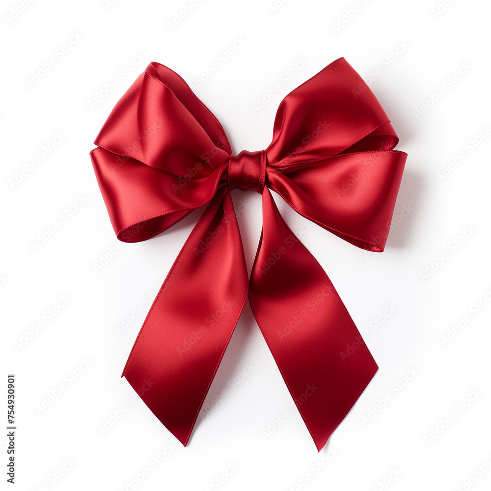 Red bow on a white background сreated with Generative Ai Red bow on a white background сreated with Generative Ai