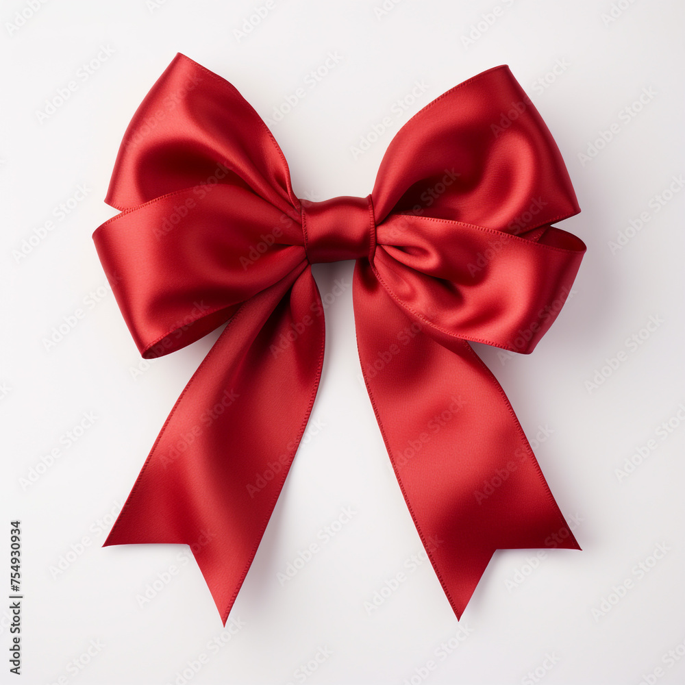 Red bow on a white background сreated with Generative Ai Red bow on a white background сreated with Generative Ai
