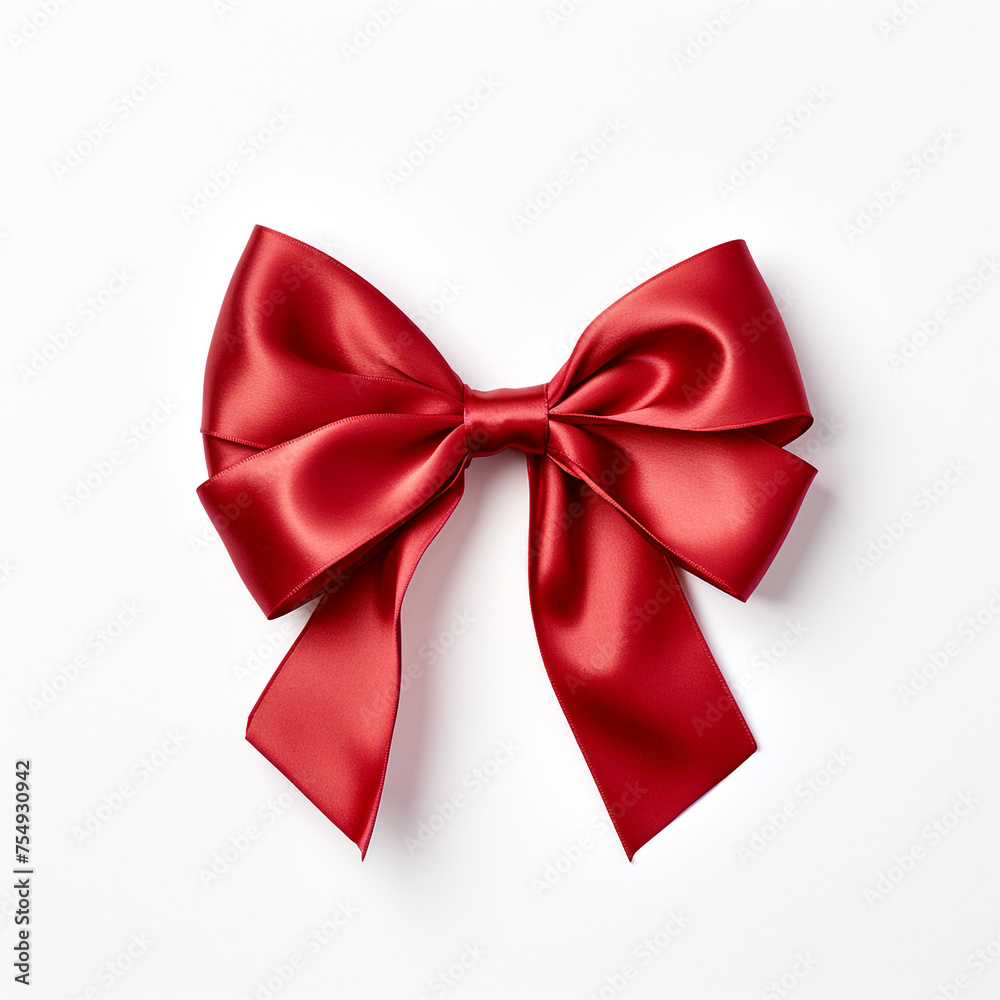 Red bow on a white background сreated with Generative Ai Red bow on a white background сreated with Generative Ai