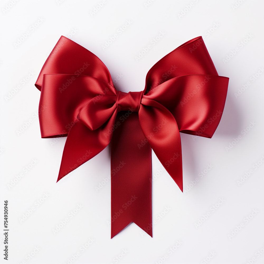 Red bow on a white background сreated with Generative Ai Red bow on a white background сreated with Generative Ai