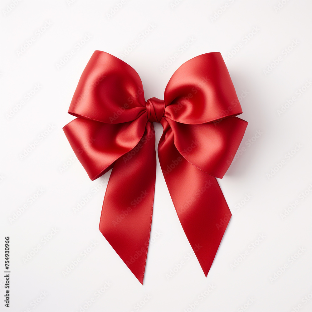Fototapeta premium Red bow on a white background сreated with Generative Ai