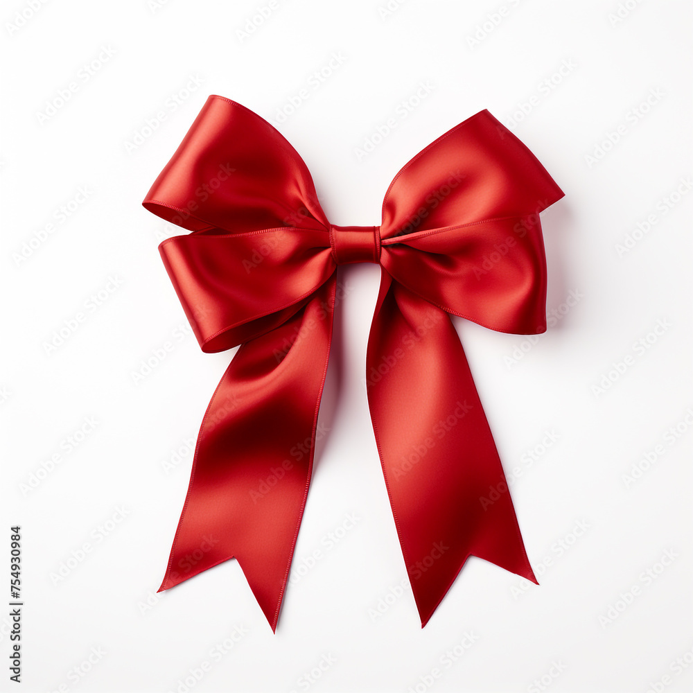 Red bow on a white background сreated with Generative Ai Red bow on a white background сreated with Generative Ai