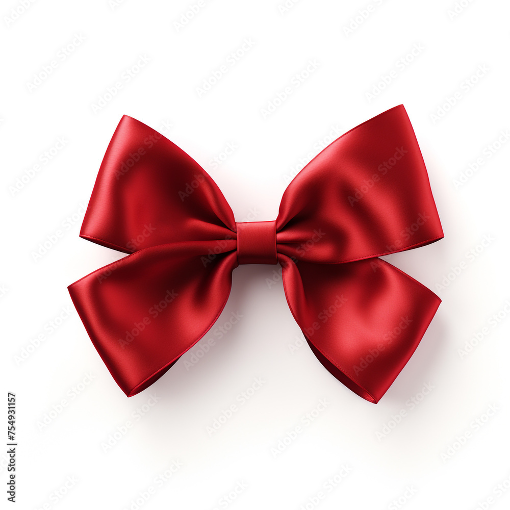 Red bow on a white background сreated with Generative Ai Red bow on a white background сreated with Generative Ai