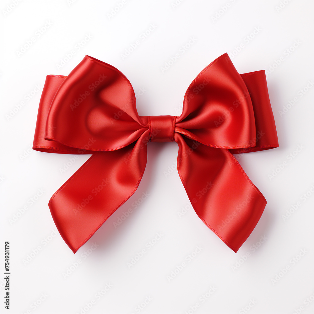 Red bow on a white background сreated with Generative Ai Red bow on a white background сreated with Generative Ai