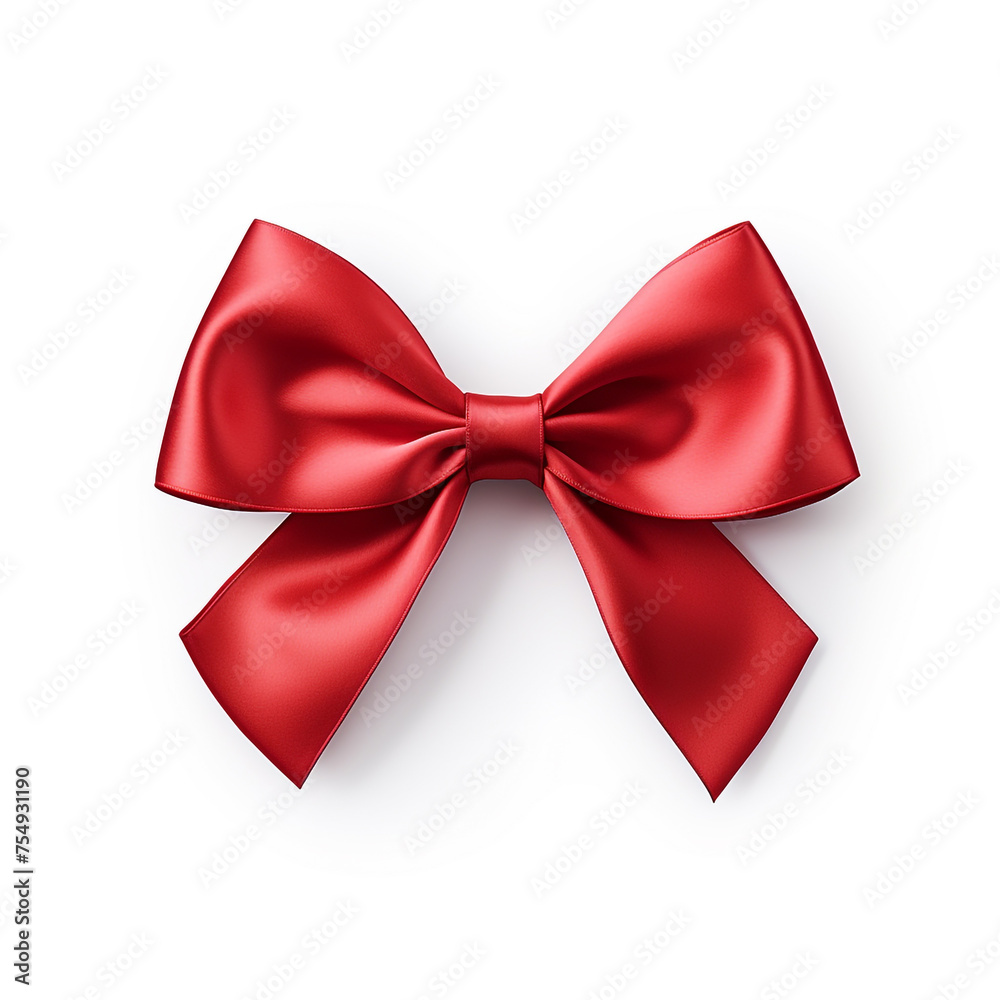 Red bow on a white background сreated with Generative Ai Red bow on a white background сreated with Generative Ai