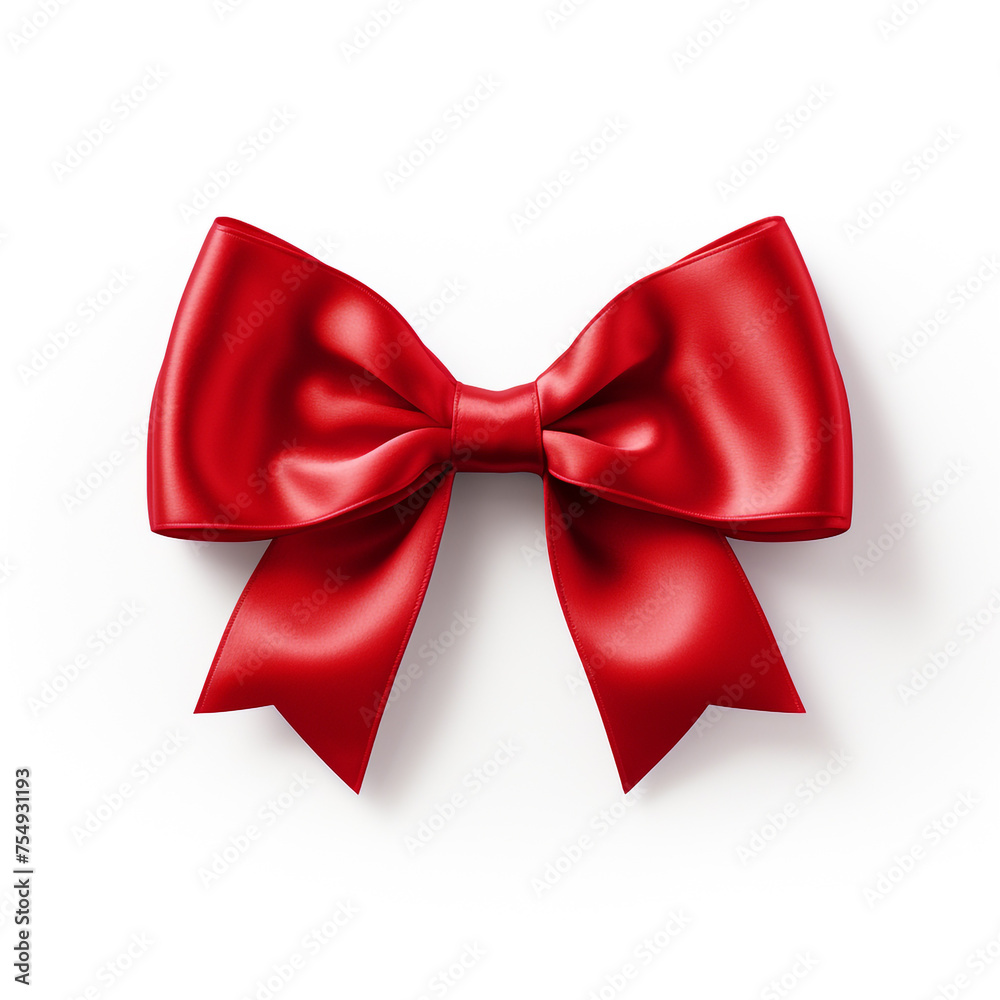 Red bow on a white background сreated with Generative Ai Red bow on a white background сreated with Generative Ai