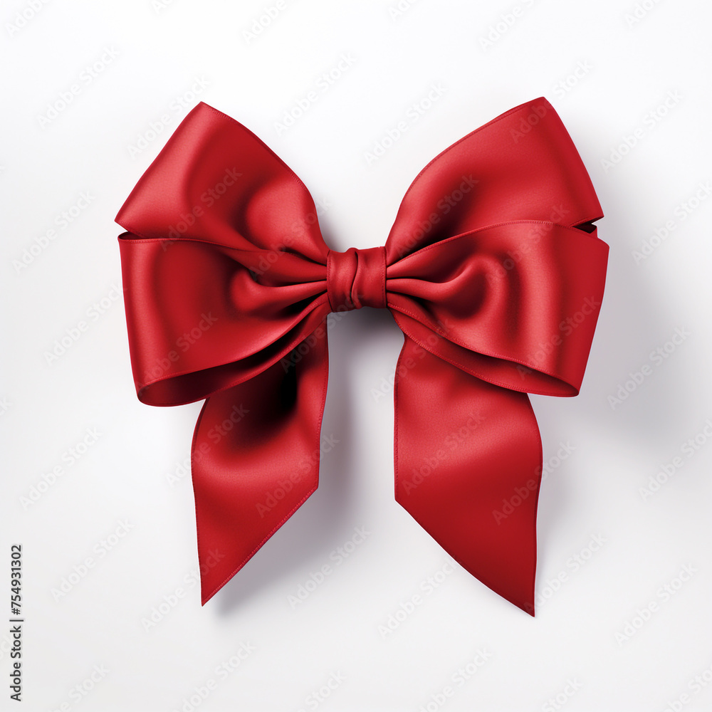 Red bow on a white background сreated with Generative Ai Red bow on a white background сreated with Generative Ai