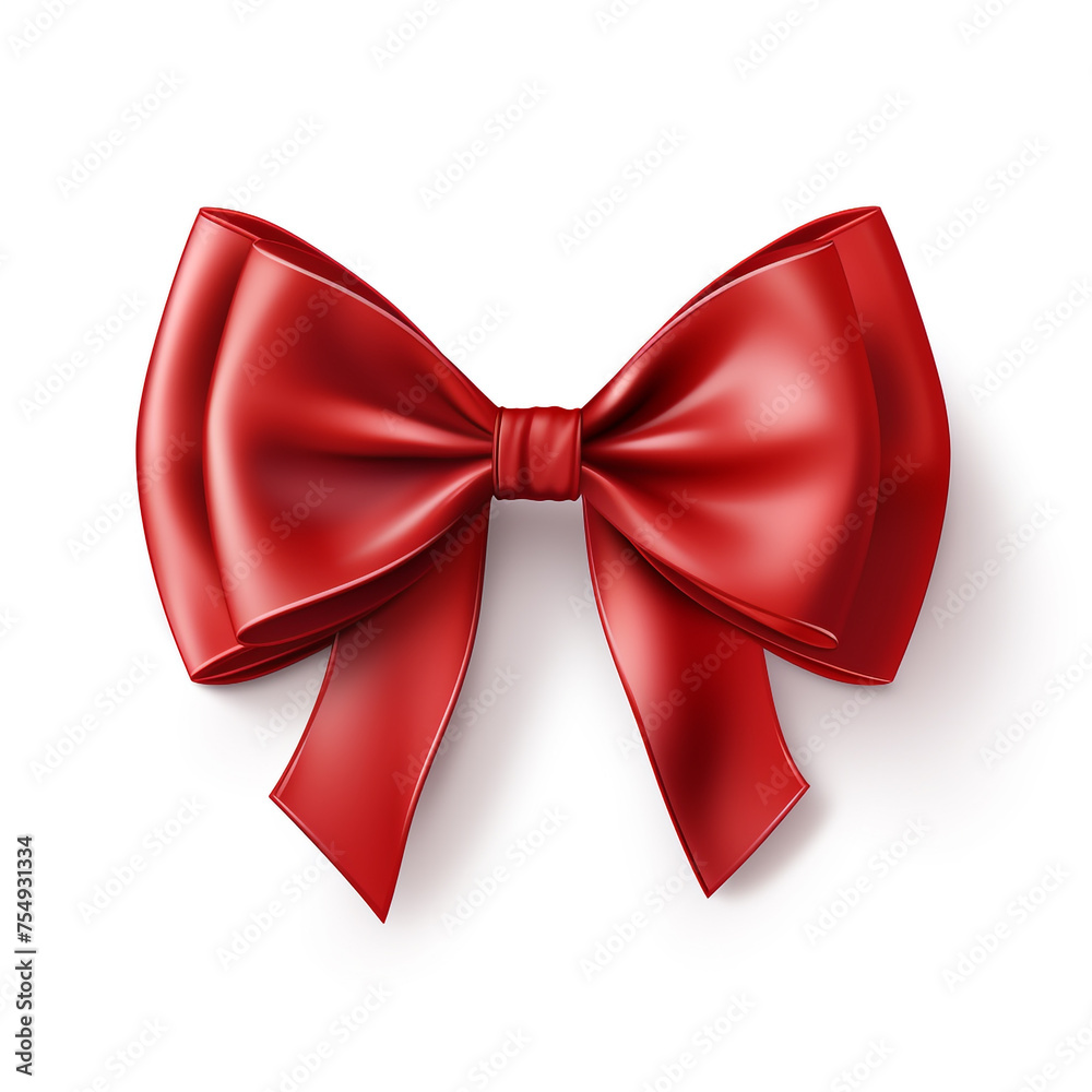 Red bow on a white background сreated with Generative Ai Red bow on a white background сreated with Generative Ai