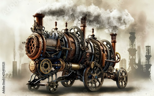 steampunk-inspired illustration of a fantastical contraption