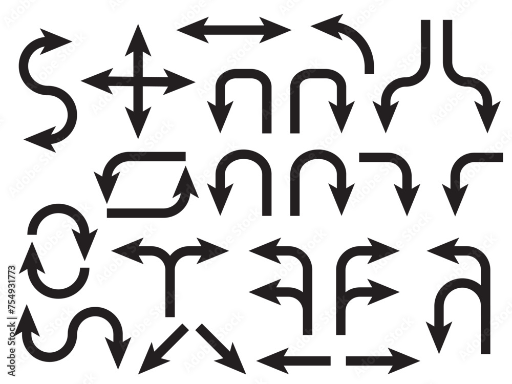 Arrows set illustrations. Arrow vector collection. Arrow. Cursor. Modern simple arrows. Vector illustration, symbol and icon Arrows set illustrations. Arrow vector collection. Arrow. Cursor. Modern simple arrows. Vector illustration, symbol and icon