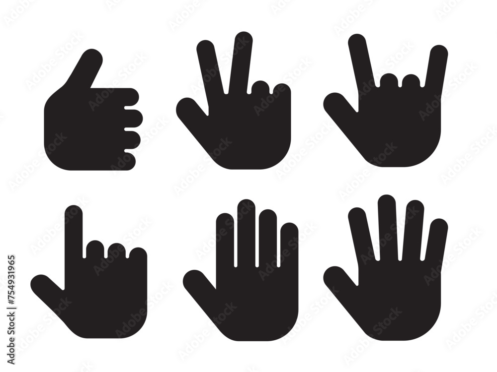 Human Hand collection, different hands, gestures, signals and signs. Vector icon set illustration Human Hand collection, different hands, gestures, signals and signs. Vector icon set illustration