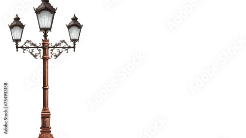Various types of street lamps isolated on transparent backgrounds photo
