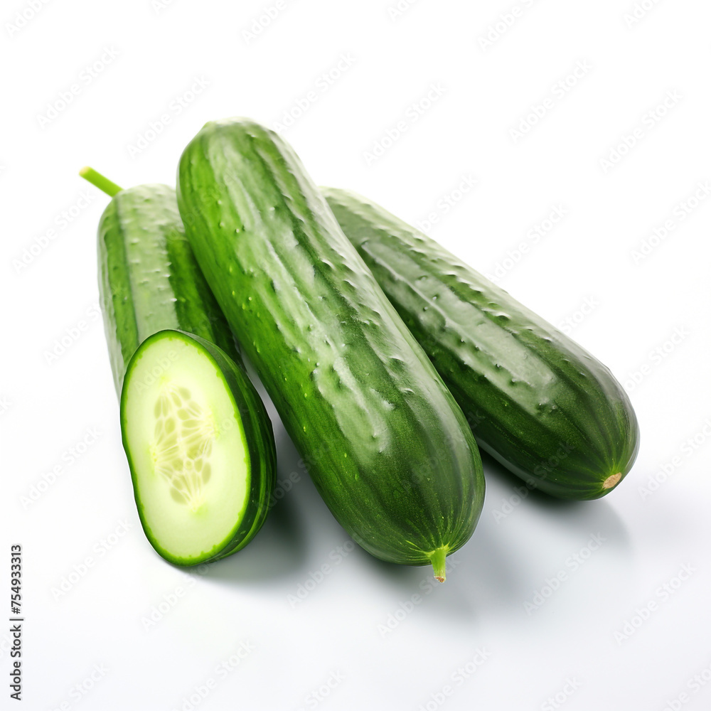 cucumber on a white background сreated with Generative Ai cucumber on a white background сreated with Generative Ai