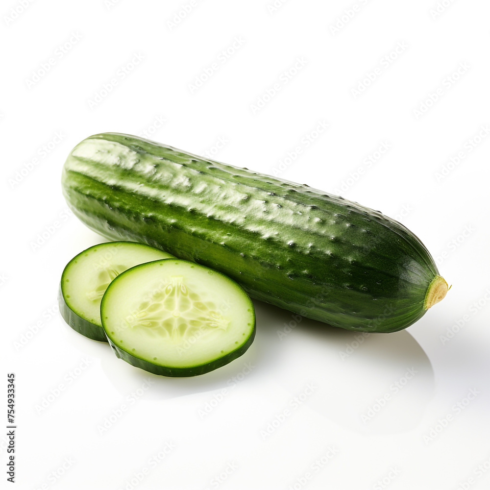 cucumber on a white background сreated with Generative Ai cucumber on a white background сreated with Generative Ai