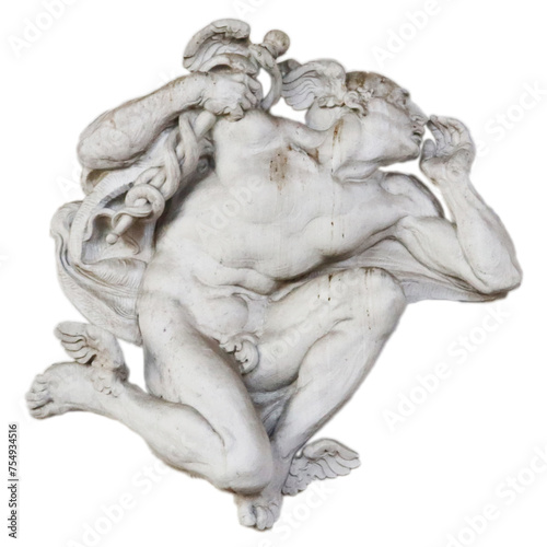 Marble Hermes stone decoration isolated PNG photo with transparent background. Urban architectural photography. High quality cut out scene element. Realistic image overlay