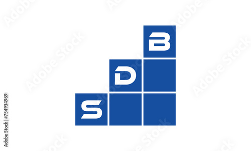 SDB initial letter financial logo design vector template. economics, growth, meter, range, profit, loan, graph, finance, benefits, economic, increase, arrow up, grade, grew up, topper, company, scale