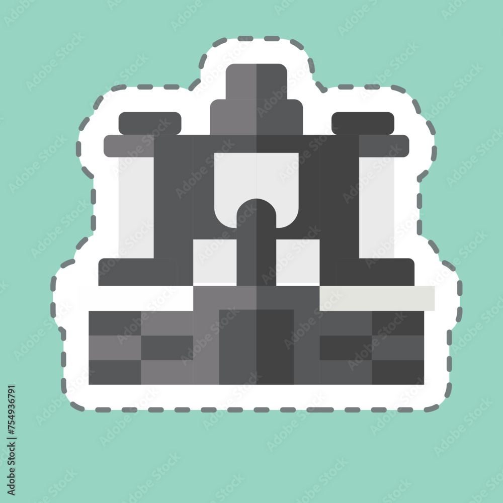 Sticker line cut Angkor Thom. related to Cambodia symbol. simple design editable. simple illustration