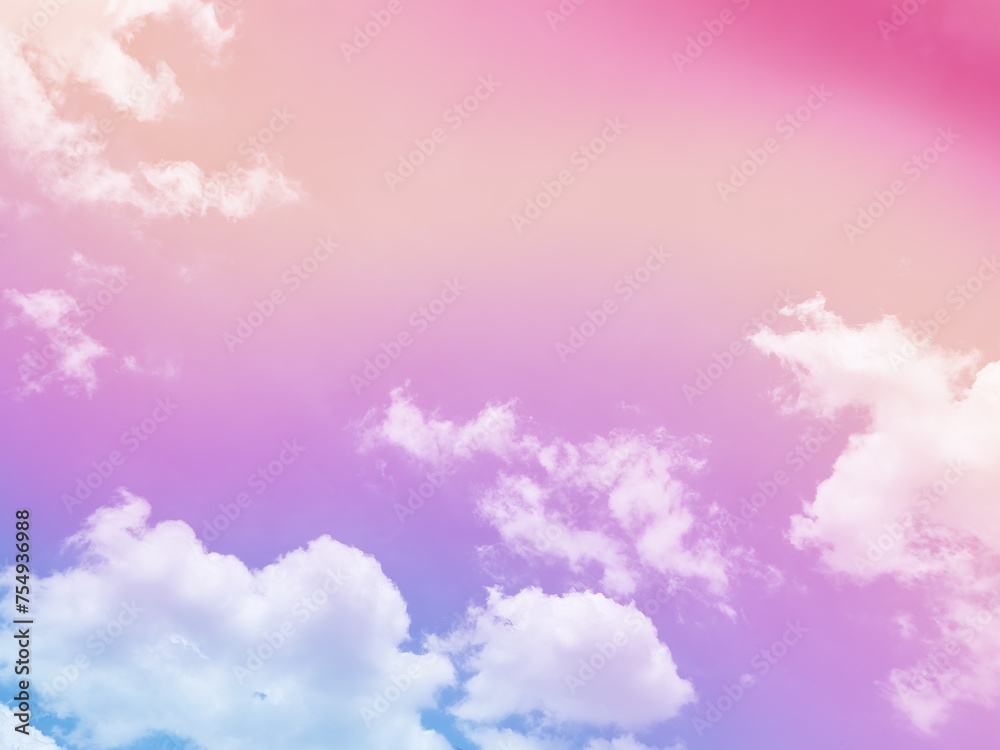 beauty sweet pastel red and violet colorful with fluffy clouds on sky. multi color rainbow image. abstract fantasy growing light