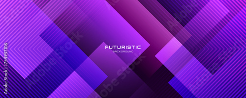 3D purple techno abstract background overlap layer on dark space with glowing squares effect decoration. Modern graphic design element lines style concept for web banner, flyer, card or brochure cover