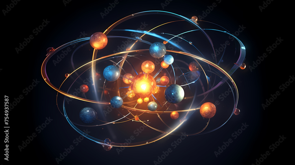 Atomic model with visible electron orbitals Atomic model with visible electron orbitals