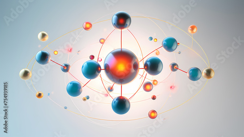 Atomic model with visible electron orbitals