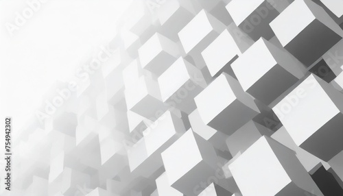 random offset white square cube boxes block background wallpaper banner template fade out with copy space