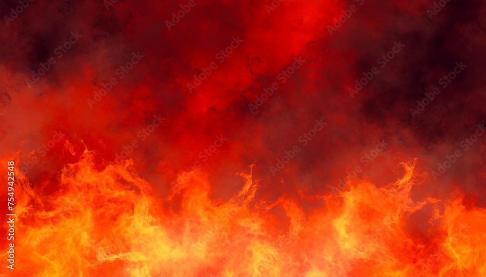 abstract background featuring fiery red sky with flame and smoke effect suitable for spooky halloween inferno and evil concepts with space for design