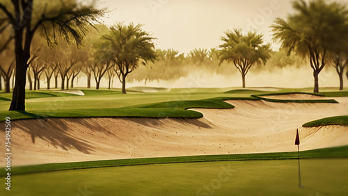 乾燥したゴルフ場、砂塵 photo