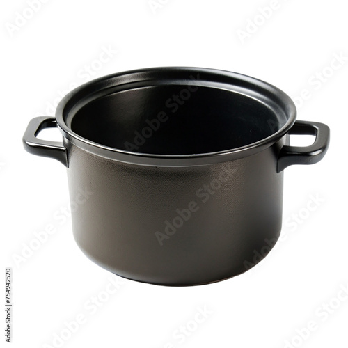 black cooking pot isolated on transparent background.