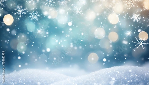 christmas glow winter background defocused snow background with blinking stars and snowflakes © Robert