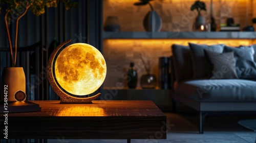 ramadan Vibrant design moon lamp in hd quality, generative ai