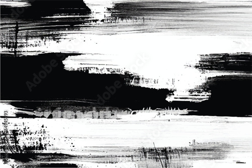 Abstract background. Monochrome texture. Image includes a effect the black and white tones. White paint strokes on black background. Black and white Grunge texture. 