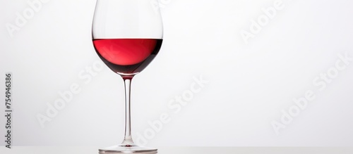 A glass of red wine, a type of dessert wine, is elegantly placed on a table. The stemware adds an artistic touch to the setting