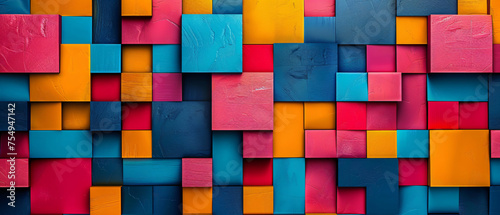 Abstract texture wall with colorful squares