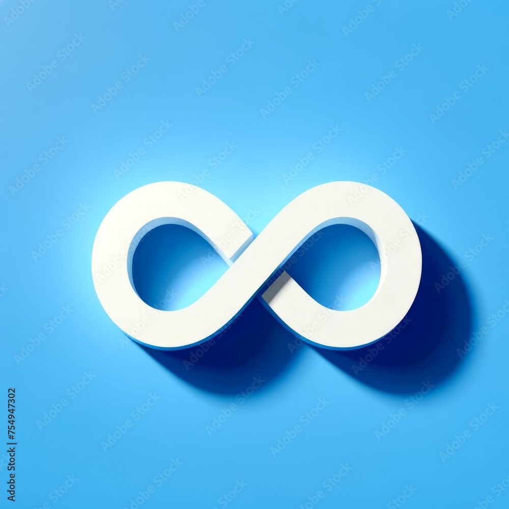 Infinity shape 3d logo on a light blue background modern logo design idea