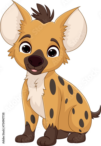 Cute hyena cartoon on white background